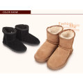 2015 latest anti-slip fuzzy lining suede leather winter women's boots shoes